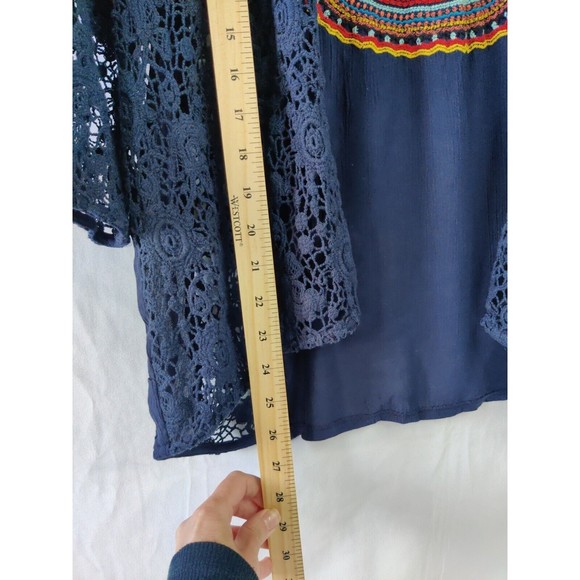 Idyllwind by Miranda Lambert Women's Crocheted Cardigan Blue Open Front Size S/M - Picture 4 of 4